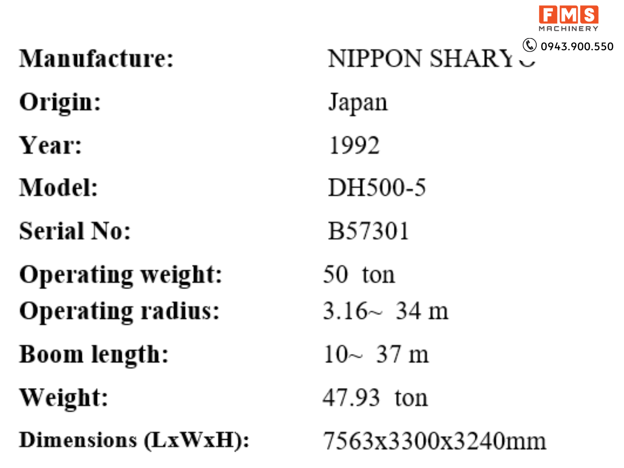 Cần trục bánh xích 50 Tấn NIPPON SHARYO DH500 