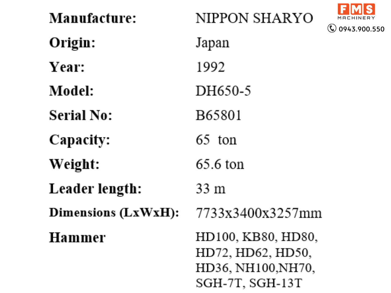 Máy đóng cọc Nippon Sharyo DH650-5 1992