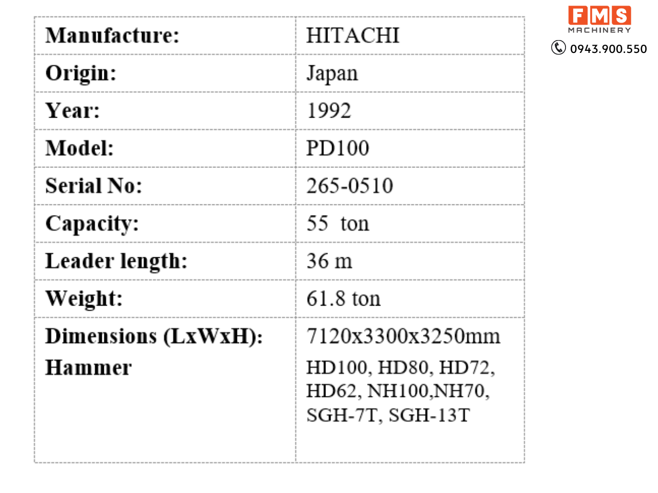 Máy đóng cọc PD100 1992