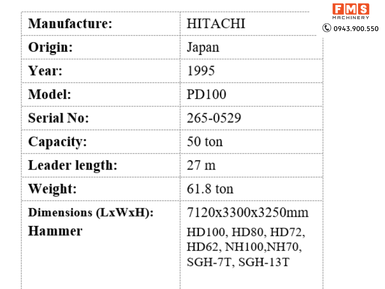 Máy đóng cọc Hitachi PD100 1995