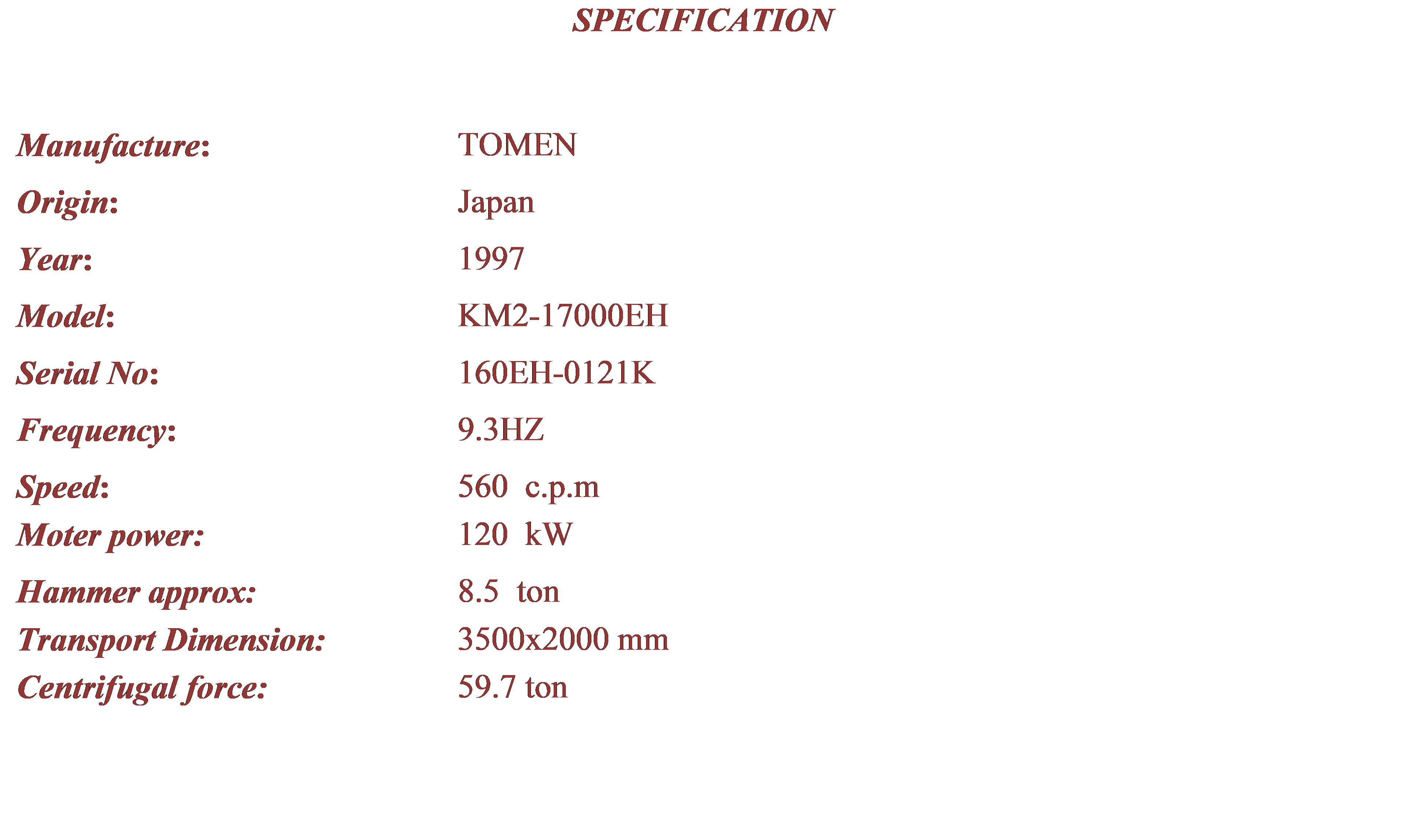 CHO THUÊ BÚA RUNG TOMEN 120KW 