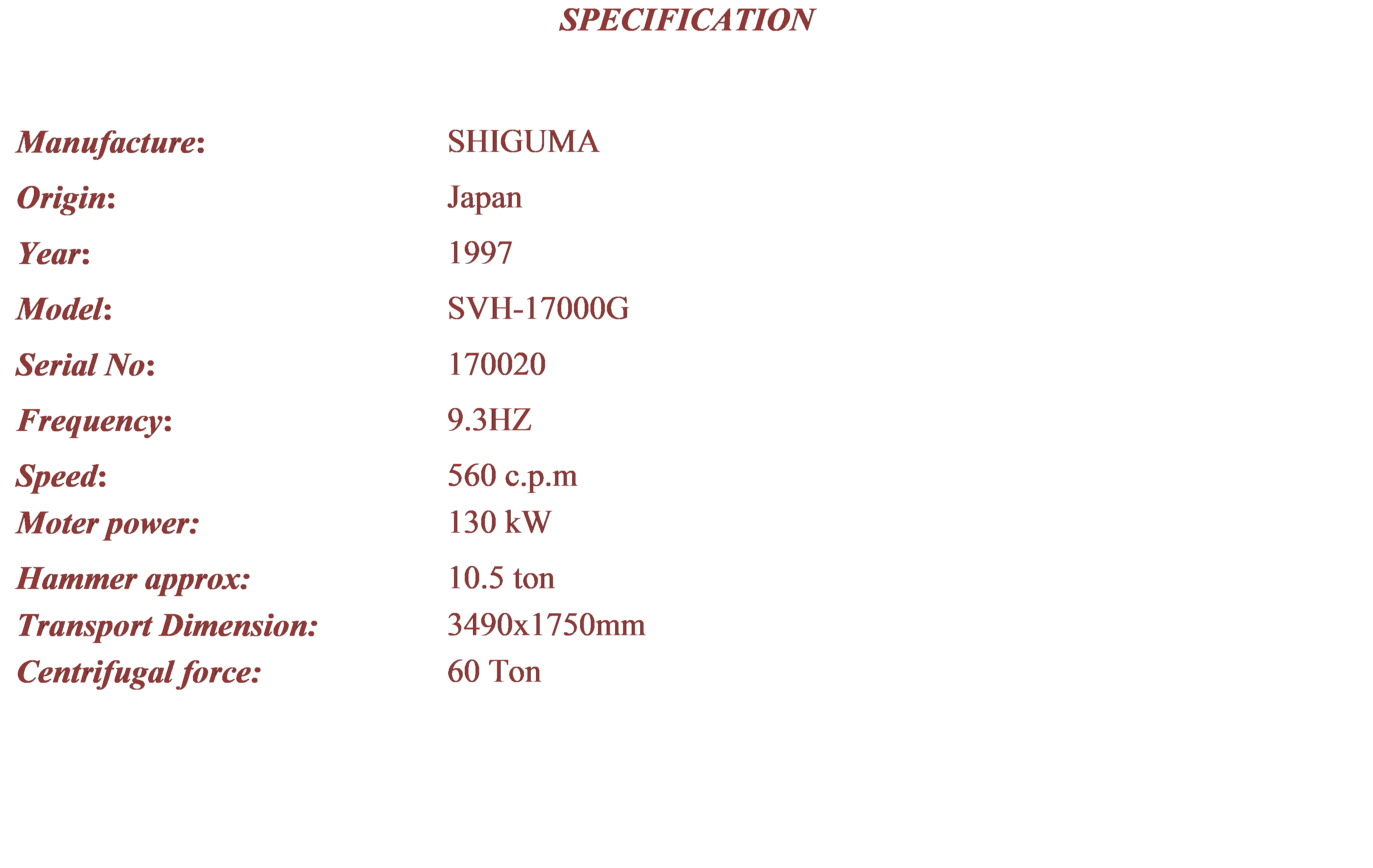 CHO THUÊ BÚA RUNG SIGUMA SVH-17000G-130KW