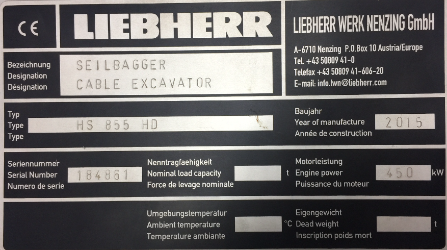 CHO THUÊ CẨU XÍCH LIEBHERR HS855HD 