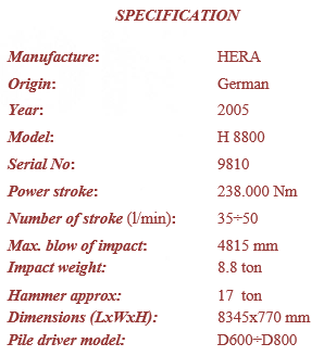 Búa đóng cọc Diezen HERA8800 2005