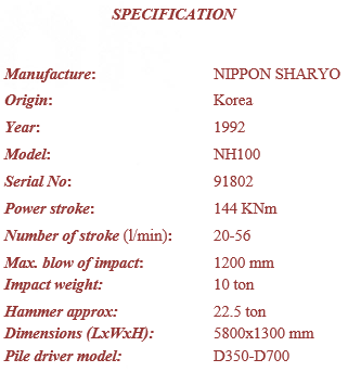 Búa đóng cọc thủy lực NH100 1992