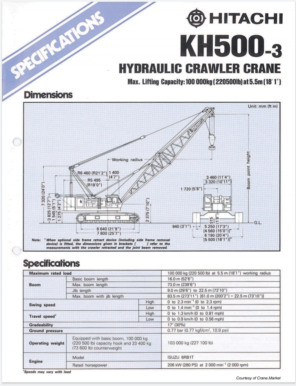 Cho thuê cẩu xích 100 tấn KH500-3